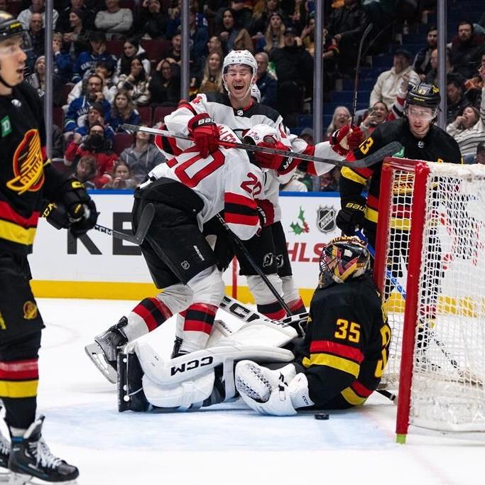 Bratt spoils Canucks' comeback as Devils win 'Hughes Bowl' 6-5